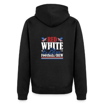 Veteran US Flag Red White & Blue Football Crew - Unisex Premium Organic Zip Hoodie - black - Back - Nico (187cm)