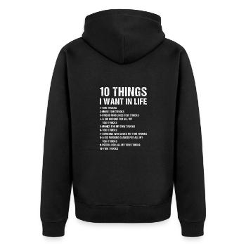 10 Things I Wan't In Life Tow Truck Operator - Unisex Premium Organic Zip Hoodie - black - Back - Nico (187cm)