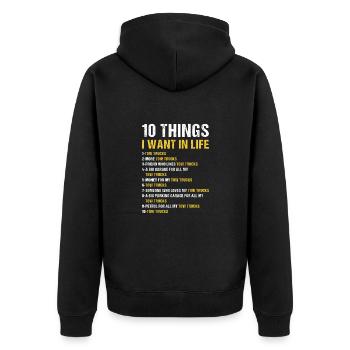 10 Things I Wan't In Life Tow Truck Operator - Unisex Premium Organic Zip Hoodie - black - Back - Nico (187cm)