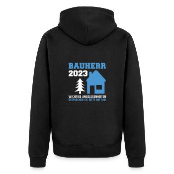 Angelegenheiten Besprechen An Mich Bauleiter 2023 - Unisex Premium Bio Zip Hoodie - Schwarz - Hinten - Nico (187cm)