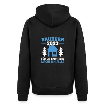Für Die Bauherrin Mache Ich Alles Bauleiter 2023 - Unisex Premium Bio Zip Hoodie - Schwarz - Hinten - Nico (187cm)