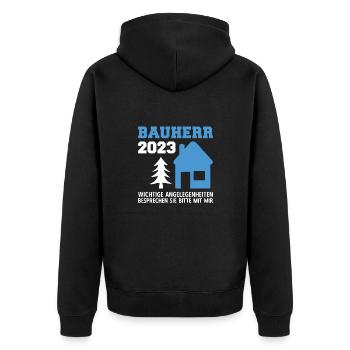 Angelegenheiten Besprechen An Mich Bauleiter 2023 - Unisex Premium Bio Zip Hoodie - Schwarz - Hinten - Nico (187cm)