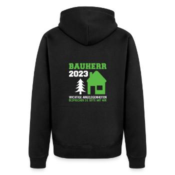 Angelegenheiten Besprechen An Mich Bauleiter 2023 - Unisex Premium Bio Zip Hoodie - Schwarz - Hinten - Nico (187cm)