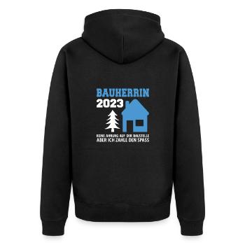 Keine Ahnung Aber Ich Zahle Bauleiterin 2023 - Unisex Premium Bio Zip Hoodie - Schwarz - Hinten - Nico (187cm)