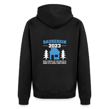 Keine Ahnung Aber Ich Zahle Bauleiterin 2023 - Unisex Premium Bio Zip Hoodie - Schwarz - Hinten - Nico (187cm)
