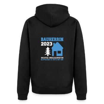 Wichtige Angelegenheiten Zu Mir Bauleiterin 2023 - Unisex Premium Bio Zip Hoodie - Schwarz - Hinten - Nico (187cm)