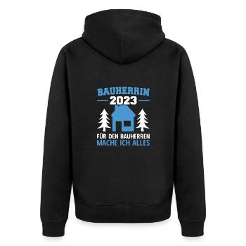 Für Die Bauherrin Mache Ich Alles Bauleiterin 2023 - Unisex Premium Bio Zip Hoodie - Schwarz - Hinten - Nico (187cm)