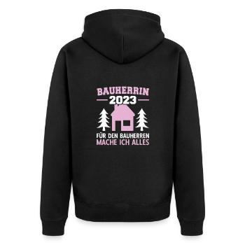 Für Die Bauherrin Mache Ich Alles Bauleiterin 2023 - Unisex Premium Bio Zip Hoodie - Schwarz - Hinten - Nico (187cm)