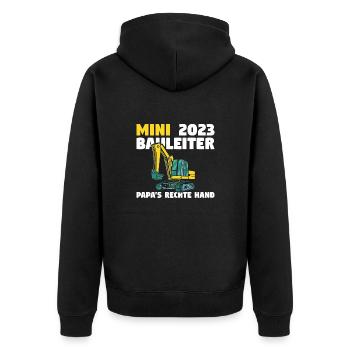 Bauherr 2023 Papa's Rechte Hand Bauleiter - Unisex Premium Bio Zip Hoodie - Schwarz - Hinten - Nico (187cm)