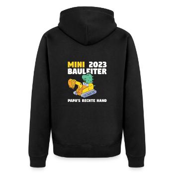 Bauherr 2023 Papa's Rechte Hand Bauleiter - Unisex Premium Bio Zip Hoodie - Schwarz - Hinten - Nico (187cm)