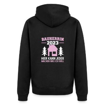 Jeder Kann Machen Was Ich Will Bauleiterin 2023 - Unisex Premium Bio Zip Hoodie - Schwarz - Hinten - Nico (187cm)