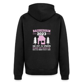 Nehmen Wir An Dass Ich Recht Habe Bauleiterin 2023 - Unisex Premium Bio Zip Hoodie - Schwarz - Hinten - Nico (187cm)