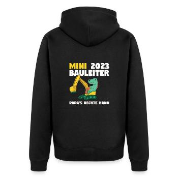 Bauherr 2023 Papa's Rechte Hand Bauleiter - Unisex Premium Bio Zip Hoodie - Schwarz - Hinten - Nico (187cm)