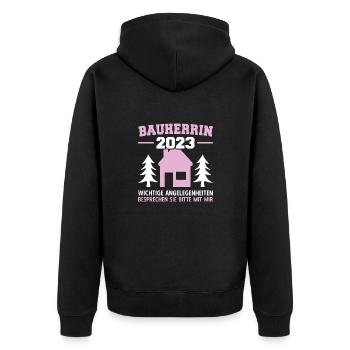 Wichtige Angelegenheiten Zu Mir Bauleiterin 2023 - Unisex Premium Bio Zip Hoodie - Schwarz - Hinten - Nico (187cm)