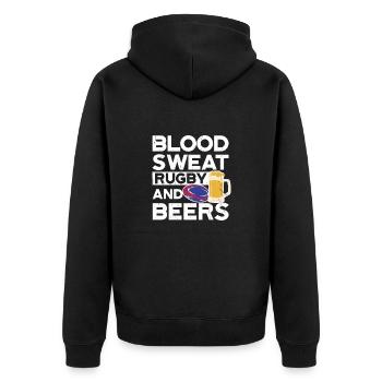 Blood Sweat And Beers France Rugby - Unisex Premium Organic Zip Hoodie - black - Back - Nico (187cm)