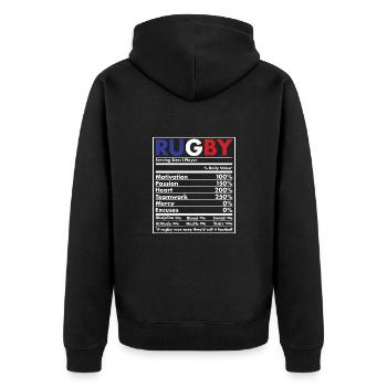 Nutrition France Rugby - Unisex Premium Organic Zip Hoodie - black - Back - Nico (187cm)
