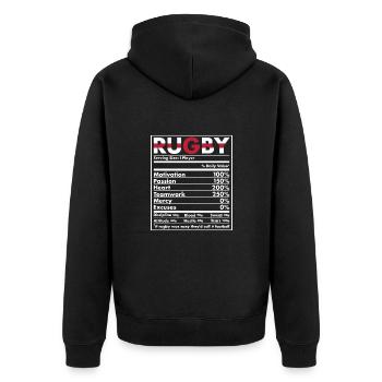 Nutrition England Rugby - Unisex Premium Organic Zip Hoodie - black - Back - Nico (187cm)