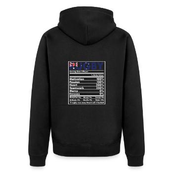 Nutrition Australia Rugby - Unisex Premium Organic Zip Hoodie - black - Back - Nico (187cm)