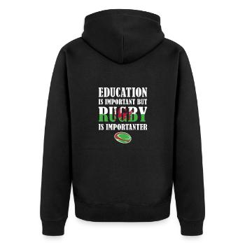 But Rugby Is Importanter Wales Rugby - Unisex Premium Organic Zip Hoodie - black - Back - Nico (187cm)