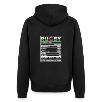 Nutrition Wales Rugby - Unisex Premium Organic Zip Hoodie - black - Back - Nico (187cm)