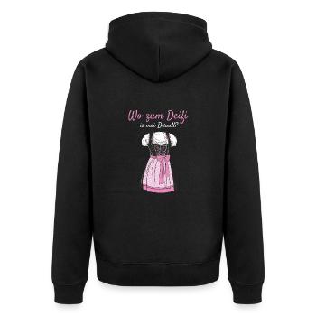 Volksfest Wo Zum Deifi Is Mei Dirndl Dirndl Ersatz - Veste à capuche bio Premium Unisexe - noir - Dos - Nico (187cm)