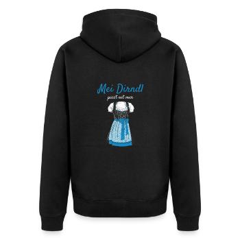 Volksfest Mei Dirndl Passt Net Mer Dirndl Ersatz - Unisex Premium Bio Zip Hoodie - Schwarz - Hinten - Nico (187cm)