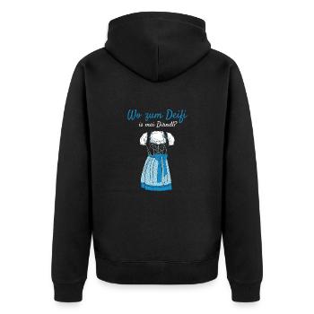 Volksfest Wo Zum Deifi Is Mei Dirndl Dirndl Ersatz - Unisex Premium Bio Zip Hoodie - Schwarz - Hinten - Nico (187cm)