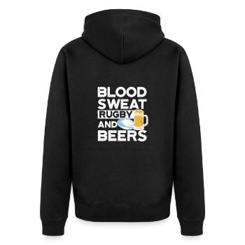 Blood Sweat Rugby Et Bières Fidji Rugby - Veste à capuche bio Premium Unisexe - noir - Dos - Nico (187cm)