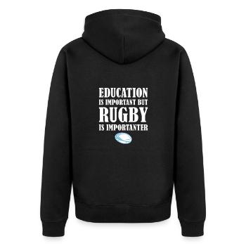 Mais le rugby est plus important Rugby fidjien - Veste à capuche bio Premium Unisexe - noir - Dos - Nico (187cm)