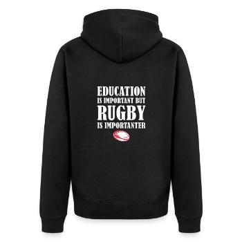 Mais le rugby est plus important - Veste à capuche bio Premium Unisexe - noir - Dos - Nico (187cm)