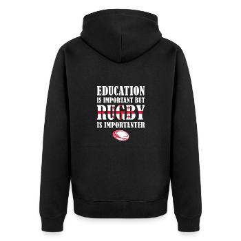 Mais le rugby est plus important - Veste à capuche bio Premium Unisexe - noir - Dos - Nico (187cm)