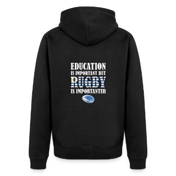 Mais le rugby est plus important Uruguay Rugby - Veste à capuche bio Premium Unisexe - noir - Dos - Nico (187cm)