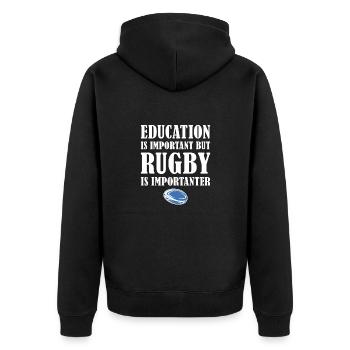 Mais le rugby est plus important Uruguay Rugby - Veste à capuche bio Premium Unisexe - noir - Dos - Nico (187cm)