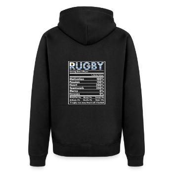 Nutrition Uruguay Rugby - Unisex Premium Organic Zip Hoodie - black - Back - Nico (187cm)