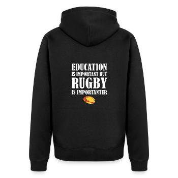 Mais le rugby est plus important Allemagne Rugby - Veste à capuche bio Premium Unisexe - noir - Dos - Nico (187cm)
