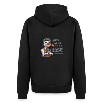 Geese Hunter I Just Want To Go Goose Gunting - Unisex Premium Organic Zip Hoodie - black - Back - Nico (187cm)