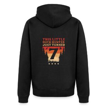 This Little Duck Hunter Just Turned 7 Duck Hunting - Unisex Premium Organic Zip Hoodie - black - Back - Nico (187cm)