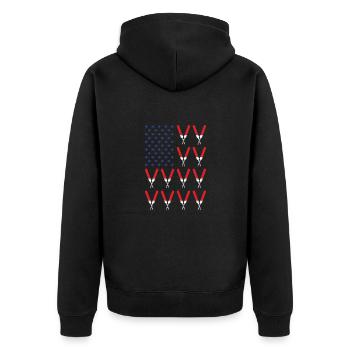 Sport Us Flag Cricket - Unisex Premium Organic Zip Hoodie - black - Back - Nico (187cm)