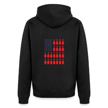 Sport Us Flag Bowling - Unisex Premium Organic Zip Hoodie - black - Back - Nico (187cm)