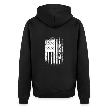 Sport Us Flag Badminton - Unisex Premium Bio Zip Hoodie - Schwarz - Hinten - Nico (187cm)