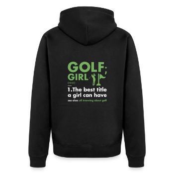 Sport Girl Définition Golf - Veste à capuche bio Premium Unisexe - noir - Dos - Nico (187cm)