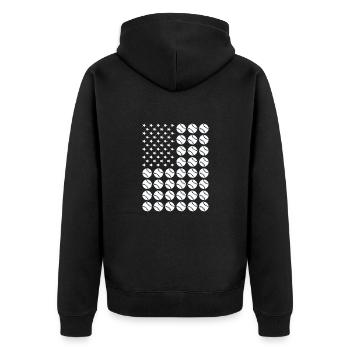 Sport Us Flag Baseball - Unisex Premium Bio Zip Hoodie - Schwarz - Hinten - Nico (187cm)