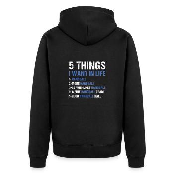 Sport 5 Things I Want In Life Handball - Unisex Premium Bio Zip Hoodie - Schwarz - Hinten - Nico (187cm)