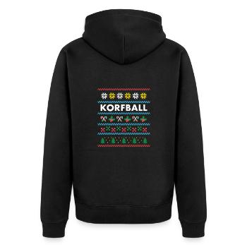 Sport X-Mas Christmas Korfball - Unisex Premium Organic Zip Hoodie - black - Back - Nico (187cm)