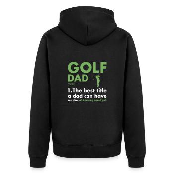 Sport Dad Definition Golf - Unisex Premium Organic Zip Hoodie - black - Back - Nico (187cm)
