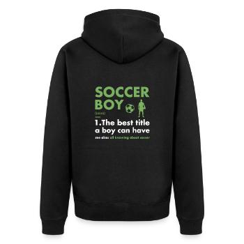 Sport Boy Definition Soccer - Unisex Premium Bio Zip Hoodie - Schwarz - Hinten - Nico (187cm)