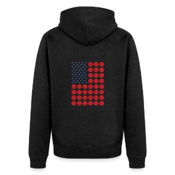 Sport Us Flag Floorball - Unisex Premium Bio Zip Hoodie - Schwarz - Hinten - Nico (187cm)