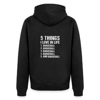 Sport 5 choses que j’aime dans la vie Dodgeball - Veste à capuche bio Premium Unisexe - noir - Dos - Nico (187cm)