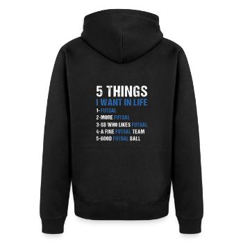 Sport 5 choses que je veux dans la vie Futsal - Veste à capuche bio Premium Unisexe - noir - Dos - Nico (187cm)