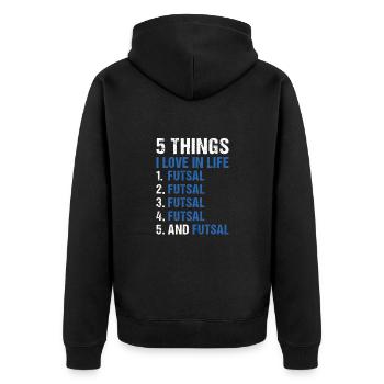 Sport 5 choses que j’aime dans la vie Futsal - Veste à capuche bio Premium Unisexe - noir - Dos - Nico (187cm)
